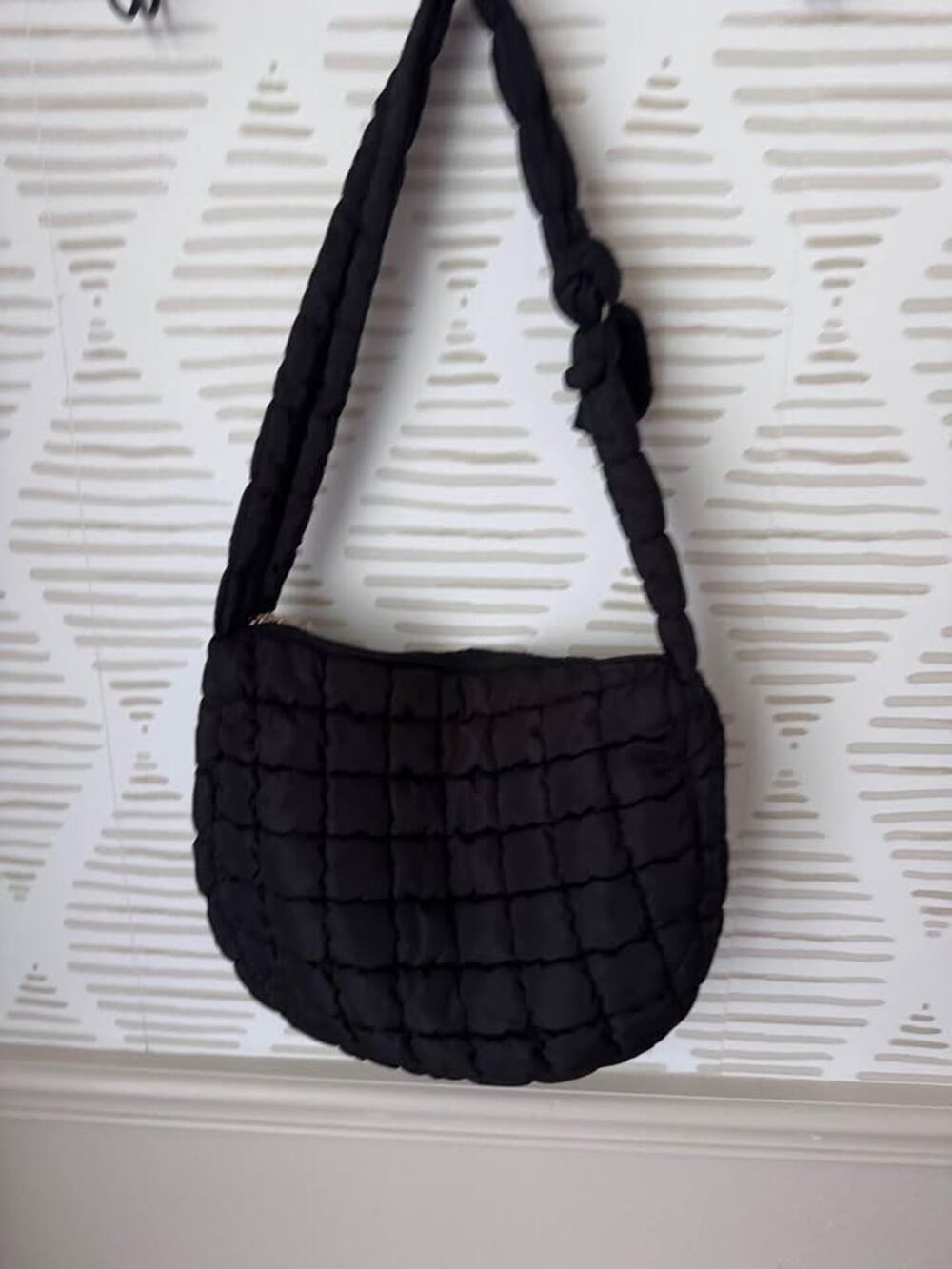 Black Puffy Bubble Shoulder Bag Purse